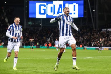 West Bromwich Albion takımından Karlan Grant, 11 Aralık 2024 'te İngiltere' nin başkenti Hawthorns 'ta oynanan West Bromwich Albion-Coventry City maçında 2-0 kazanma hedefini kutluyor.