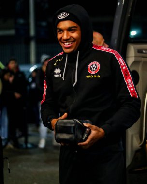 Sam McCallum of Sheffield United arrives at The Den prior to the Sky Bet Championship match Millwall vs Sheffield United at The Den, London, United Kingdom, 11th December 2024 clipart