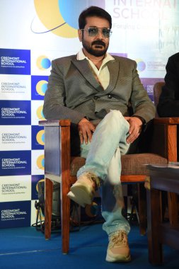 Indian Actor Prosenjit Chatterjee react at the media conferences during Credmont International School announced its entry into Kolkata, promising to redefine the citys educational landscape. Located at Kolkata West International City, Howrah clipart