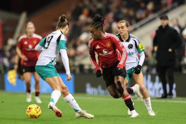 iMelvine Malard of Manchester United breaks with the ball during the Women's League Cup - Group Stage - Group A Manchester United Women v Newcastle United women at Leigh Sports Village, Leigh, United Kingdom, 11th December 2024 clipart