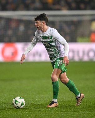 The New Saints F.C. 'den Rory Holden. UEFA Konferans Ligi - Lig Sahnesi The New Saints vs Panathinaikos Croud Meadow, Shrewsbury, İngiltere, 12 Aralık 2024