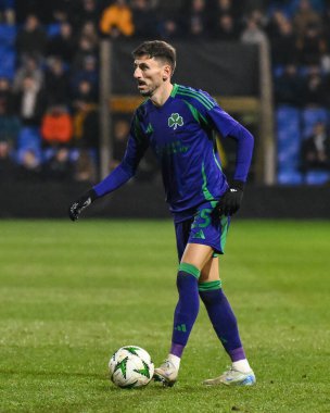 UEFA Konferans Ligi sırasında Panathinaikos 'tan Filip Mladenovi - Lig Sahnesi The New Saints vPanathinaikos - Croud Meadow, Shrewsbury, İngiltere, 12 Aralık 2024