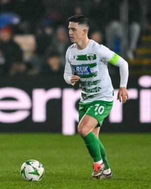 The New Saints F.C. 'den Danny Redmond. UEFA Konferans Ligi - Lig Sahnesi The New Saints vs Panathinaikos Croud Meadow, Shrewsbury, İngiltere, 12 Aralık 2024