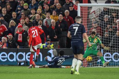 Nottingham Ormanı 'ndan Anthony Elanga Premier Lig maçında Nottingham Forest, Aston Villa' ya karşı 14 Aralık 2024 'te City Ground, Nottingham, İngiltere' de 2-1 berabere kaldı.