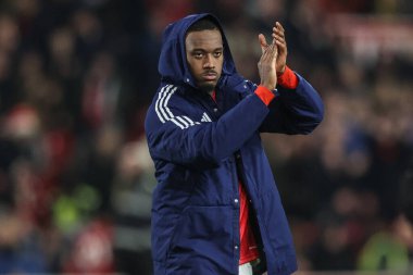 Callum Hudson-Odoi of Nottingham Forest applauds the fans after the game during the Premier League match Nottingham Forest vs Aston Villa at City Ground, Nottingham, United Kingdom, 14th December 2024 clipart