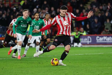 Sheffield United takımından Kieffer Moore, 14 Aralık 2024 'te Bramall Lane, Sheffield, İngiltere' de oynanan Sheffield United - Plymouth Argyle maçında 2-0 berabere kalma cezası aldı.
