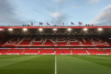 Premier Lig karşılaşması öncesinde Nottingham Forest, Aston Villa 'ya karşı City Ground, Nottingham, İngiltere' de 14 Aralık 2024