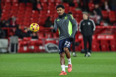 Aston Villa 'dan Ian Maatsen Premier Lig maçı sırasında Nottingham Forest' a karşı Aston Villa City Ground, Nottingham, İngiltere 'de 14 Aralık 2024' te oynanan ısınma maçında