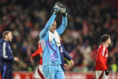 Nottingham Ormanı 'ndan Matz Sels Premier League maçı sırasında Nottingham Forest, Aston Villa' ya karşı City Ground, Nottingham, Birleşik Krallık 'ta 14 Aralık 2024