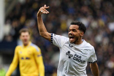 Preston North End 'den Duane Holmes, 14 Aralık 2024' te İngiltere 'nin Deepdale kentinde oynanan Gökyüzü İddia Şampiyonası maçında takım arkadaşlarına odaklanmaları için bağırıyor.