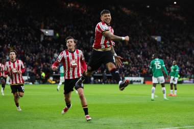 Sheffield United takımından Gustavo Hamer, 14 Aralık 2024 'te Bramall Lane, Sheffield, İngiltere' de oynanan Gökyüzü İddia Şampiyonası maçında 1-0 'lık galibiyetini kutluyor.