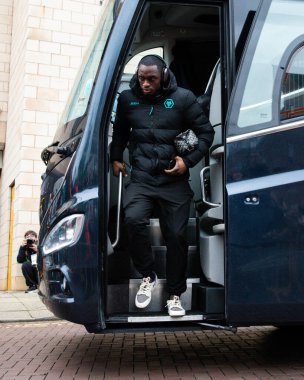 Toti Gomes of Wolverhampton Wanderers arrives ahead of the Premier League match Wolverhampton Wanderers vs Ipswich Town at Molineux, Wolverhampton, United Kingdom, 14th December 2024 clipart