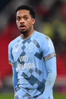 Cardiff City 'den Chris Willock Gökyüzü İddia Şampiyonası' nda Stoke City, Cardiff City 'ye karşı Bet365 Stadyumu, Stoke-on-Trent, Birleşik Krallık' ta 14 Aralık 2024