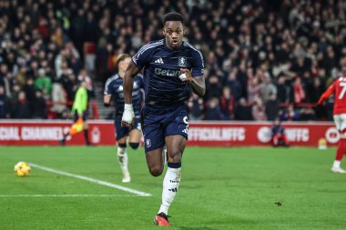 Aston Villa 'dan Jhon Durn, Premier Lig maçında Nottingham Forest, Aston Villa' ya karşı 14 Aralık 2024 'te City Ground, Nottingham, İngiltere' de 0-1 'lik galibiyet golünü kutluyor.