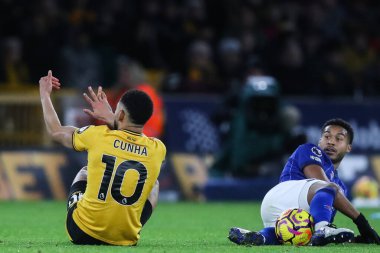 Wolverhampton Wanderers 'dan Matheus Cunha, 14 Aralık 2024' te Molineux, Wolverhampton, Birleşik Krallık 'ta oynanan Premier League maçında Wolverhampton Wanderers-Ipswich Town maçında parmağını çıkardı.