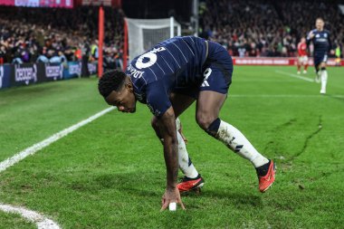 Aston Villa 'dan Jhon Durn, Premier Lig maçında Nottingham Forest, Aston Villa' ya karşı 14 Aralık 2024 'te City Ground, Nottingham, İngiltere' de 0-1 'lik galibiyet golünü kutluyor.