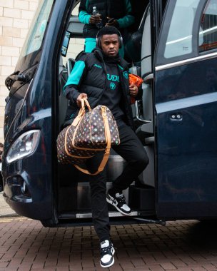 Wolverhampton Wanderers takımından Nlson Semedo, 14 Aralık 2024 'te Wolverhampton Wanderers ile Ipswich Town arasındaki Premier League maçından önce geldi.