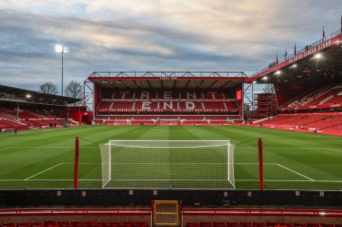 Premier Lig karşılaşması öncesinde Nottingham Forest, Aston Villa 'ya karşı City Ground, Nottingham, İngiltere' de 14 Aralık 2024