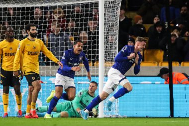 Ipswich Town 'dan Jack Taylor, 14 Aralık 2024' te Wolverhampton Wanderers 'ın Molineux, Wolverhampton' da Ipswich Town 'a karşı oynadığı Premier League maçında 1-2 kazanma hedefini kutluyor.