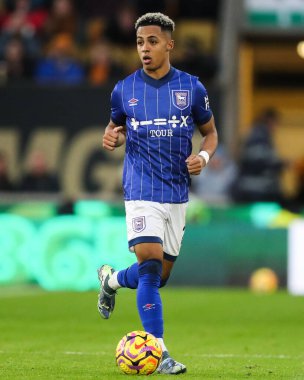 Ipswich Town 'dan Omari Hutchinson Premier Lig maçı sırasında Wolverhampton Wanderers, Molineux, Wolverhampton, Birleşik Krallık' ta Ipswich Town 'a karşı 14 Aralık 2024