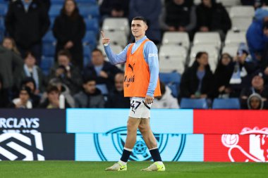 Manchester City 'nin Manchester United' a karşı oynadığı Premier League maçında Manchester City 'den Phil Foden, Etihad Stadyumu, Manchester, İngiltere, 15 Aralık 2024