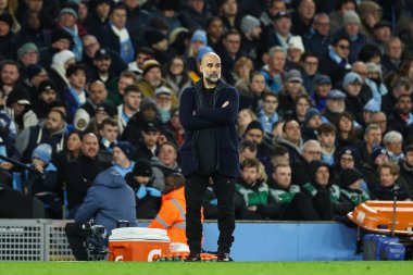 Manchester City 'nin Manchester United' a karşı oynadığı Premier League maçında Manchester City 'nin teknik direktörü Pep Guardiola 15 Aralık 2024' te Etihad Stadyumu 'nda