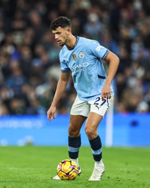 Manchester City 'den Matheus Nunes, Manchester United' a karşı 15 Aralık 2024 tarihinde Etihad Stadyumu 'nda oynanan Premier League maçında