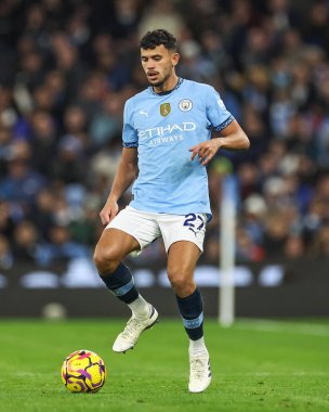 Manchester City 'den Matheus Nunes, Manchester United' a karşı 15 Aralık 2024 tarihinde Etihad Stadyumu 'nda oynanan Premier League maçında