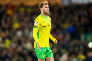 Norwich City 'den Jack Stacey 15 Aralık 2024' te Norwich City, Norwich Road, Norwich Road, İngiltere 'de Burnley' e karşı oynanan Gökyüzü İddia Şampiyonası maçında görev başında.