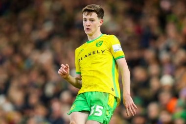 Norwich City 'den Kellen Fisher, 15 Aralık 2024' te Norwich City, Norwich Road, Norwich Road 'da Burnley' e karşı oynanan Sky Bet Şampiyonası maçında görev başında.