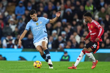 Manchester City 'den Matheus Nunes, Manchester United' a karşı 15 Aralık 2024 tarihinde Etihad Stadyumu 'nda oynanan Premier League maçında