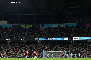 Premier Lig maçı sırasında Manchester City, Manchester United 'a karşı Etihad Stadyumu' nda genel bir görüş, 15 Aralık 2024