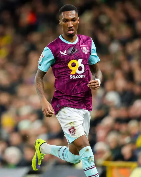 Burnley 'li Jaidon Anthony, 15 Aralık 2024' te Norwich City, Norwich Road, Norwich, İngiltere 'de Burnley' e karşı oynanan Gökyüzü İddia Şampiyonası maçında görev başında.