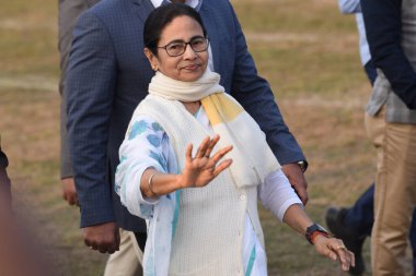 West Bengal State Chief Minister Mamata Banerjee arrive RCGC and  join indian army vijay diwas in Kolkata, India, Monday, Dec. 16, 2024  clipart