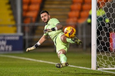 Blackpool 'dan Richard O' Donnell, 17 Aralık 2024 'te Bloomfield Road, Blackpool' da oynanan Blackpool-Aston Villa maçında penaltıyı kabul etti.