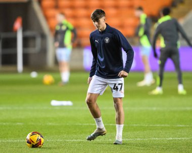 Blackpool 'dan Jack Richardson, 17 Aralık 2024' te Bloomfield Road, Blackpool 'da oynanan Blackpool-Aston Villa maçı öncesinde oynanan maç öncesi ısınma maçında...