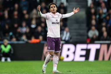Brentford 'dan Fabio Carvalho, 18 Aralık 2024' te St. James 's Park, Newcastle' da Brentford 'a karşı oynanan Carabao Kupası çeyrek final maçında tepki gösterdi.
