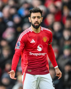 Manchester United 'dan Bruno Fernandes 22 Aralık 2024 tarihinde Old Trafford, Manchester, İngiltere' de oynanan Premier League maçında Bournemouth ile karşı karşıya geldi.