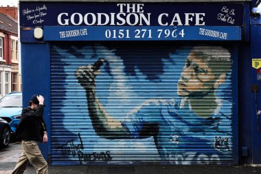 Goodison Cafe, 22 Aralık 2024 'te İngiltere' nin Liverpool şehrinde oynanan Premier League maçında eski futbolcu Richarlison için bir duvar resmi ile Everton-Chelsea maçı düzenlendi.