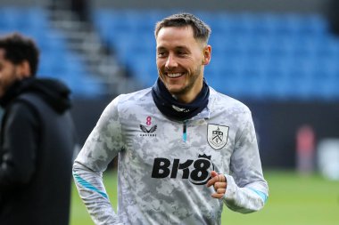 Josh Brownhill of Burnley smiling warming up before the Sky Bet Championship match Burnley vs Watford at Turf Moor, Burnley, United Kingdom, 21st December 2024 clipart