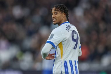 Brighton & Hove Albion takımından Joo Pedro, 21 Aralık 2024 'te Londra Stadyumu' nda oynanan Premier League maçında West Ham United ve Hove Albion maçında tepki gösterdi.