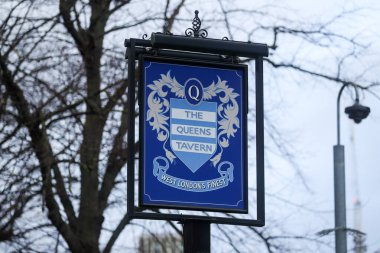 A detailed view of The Queens Tavern prior to the Sky Bet Championship match Queens Park Rangers vs Preston North End at Matrade Loftus Road, London, United Kingdom, 21st December 2024 clipart