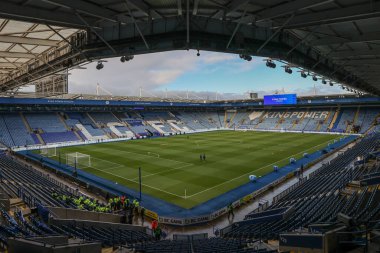 King Power Stadyumu, Premier League karşılaşması öncesinde Leicester City ile Wolverhampton Wanderers 'ın King Power Stadyumu, Leicester, Birleşik Krallık' ta 22 Aralık 2024 'te karşı karşıya geldikleri maçın genel görüntüsü.