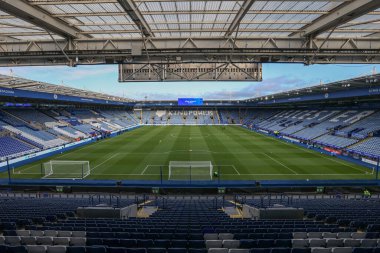 King Power Stadyumu, Premier League karşılaşması öncesinde Leicester City ile Wolverhampton Wanderers 'ın King Power Stadyumu, Leicester, Birleşik Krallık' ta 22 Aralık 2024 'te karşı karşıya geldikleri maçın genel görüntüsü.