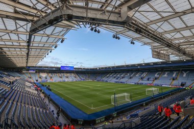 King Power Stadyumu, Premier League karşılaşması öncesinde Leicester City ile Wolverhampton Wanderers 'ın King Power Stadyumu, Leicester, Birleşik Krallık' ta 22 Aralık 2024 'te karşı karşıya geldikleri maçın genel görüntüsü.