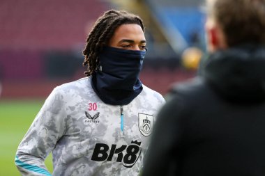 Luca Koleosho of Burnley warming up before the Sky Bet Championship match Burnley vs Watford at Turf Moor, Burnley, United Kingdom, 21st December 2024 clipart