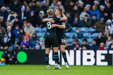 Milutin Osmajic of Preston North End celebrates his goal with Ali McCann to make it 0-1 during the Sky Bet Championship match Queens Park Rangers vs Preston North End at Matrade Loftus Road, London, United Kingdom, 21st December 2024 clipart