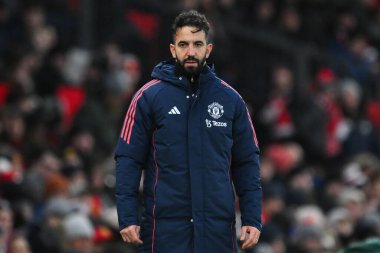 Manchester United 'ın 22 Aralık 2024' te Old Trafford, Manchester, İngiltere 'de oynadığı Premier League maçında Ruben Amorim Manager