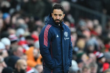 Manchester United 'ın 22 Aralık 2024' te Old Trafford, Manchester, İngiltere 'de oynadığı Premier League maçında Ruben Amorim Manager