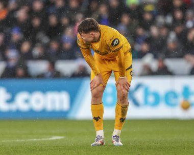 Wolverhampton Wanderers takımından Jrgen Strand Larsen Premier League maçında Leicester City, Wolverhampton Wanderers 'a karşı King Power Stadyumu, Leicester, Birleşik Krallık, 22 Aralık 2024